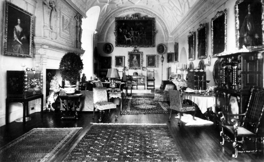 Drawing room, Glamis Castle, one of the most impressive, romantic and reputedly haunted castles in Scotland, home to the Bowes Lyon Earls of Strathmore and Kinghorne, and near Forfar in Angus in northeast Scotland.