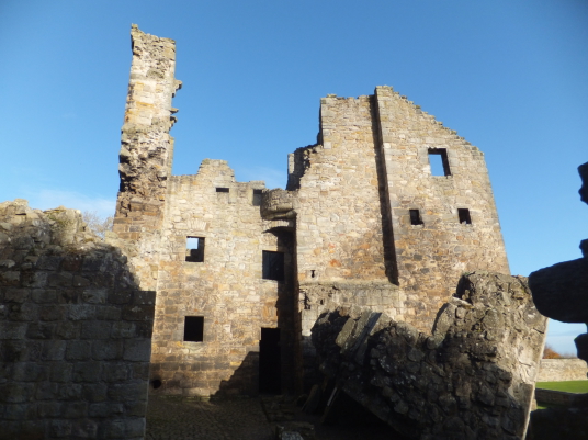 Aberdour Castle, a scenic old stronghold castle with gardens and orchard of the Douglas Earls of Morton, in the pretty village of Aberdour in Fife.