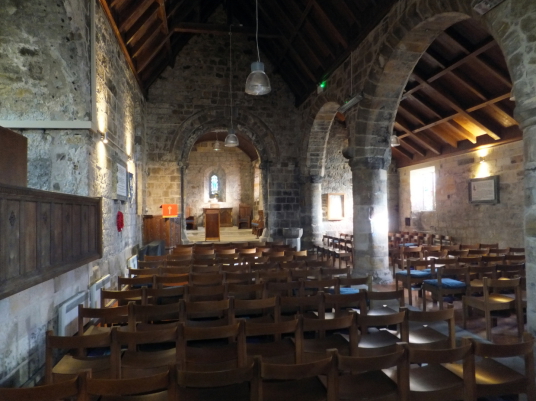 Interior of St Fillan's Church, by Aberdour Castle, a scenic old stronghold castle with gardens and orchard of the Douglas Earls of Morton, in the pretty village of Aberdour in Fife.